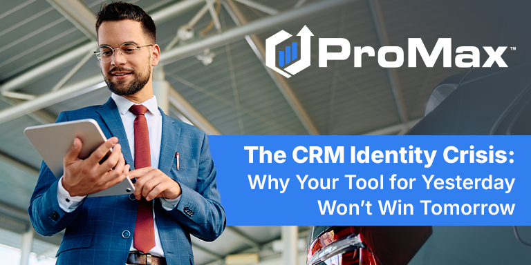 ProMaxUnlimited's tweet photo. Most CRMs are stuck in the past — tracking what happened yesterday instead of driving what happens next.

In “The CRM Identity Crisis,” Greg Becker breaks down why so many dealership systems have fallen behind and what a modern CRM should really do

https://t.co/I6WlrJVb0B https://t.co/kR0TtHGH8y