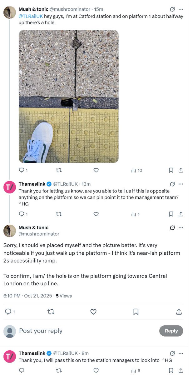 Excellent! There's a hole in the platform and the Station Manager's going to look into it! #clowns