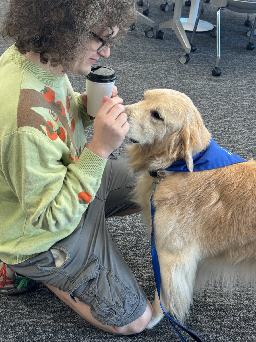 waketechcc's tweet image. ☕ + 🐾 = 💙
Coffee &amp;amp; Cuddles is happening now at Wake Tech East . A perfect way to recharge, relax and Expect the Unexpected!
#WakeTech #WakeTechEast #CoffeeAndCuddles #StudentWellness #ExpectTheUnexpected