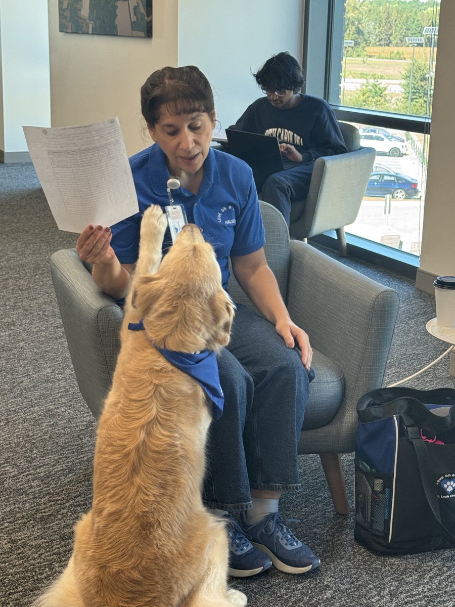 waketechcc's tweet image. ☕ + 🐾 = 💙
Coffee &amp;amp; Cuddles is happening now at Wake Tech East . A perfect way to recharge, relax and Expect the Unexpected!
#WakeTech #WakeTechEast #CoffeeAndCuddles #StudentWellness #ExpectTheUnexpected