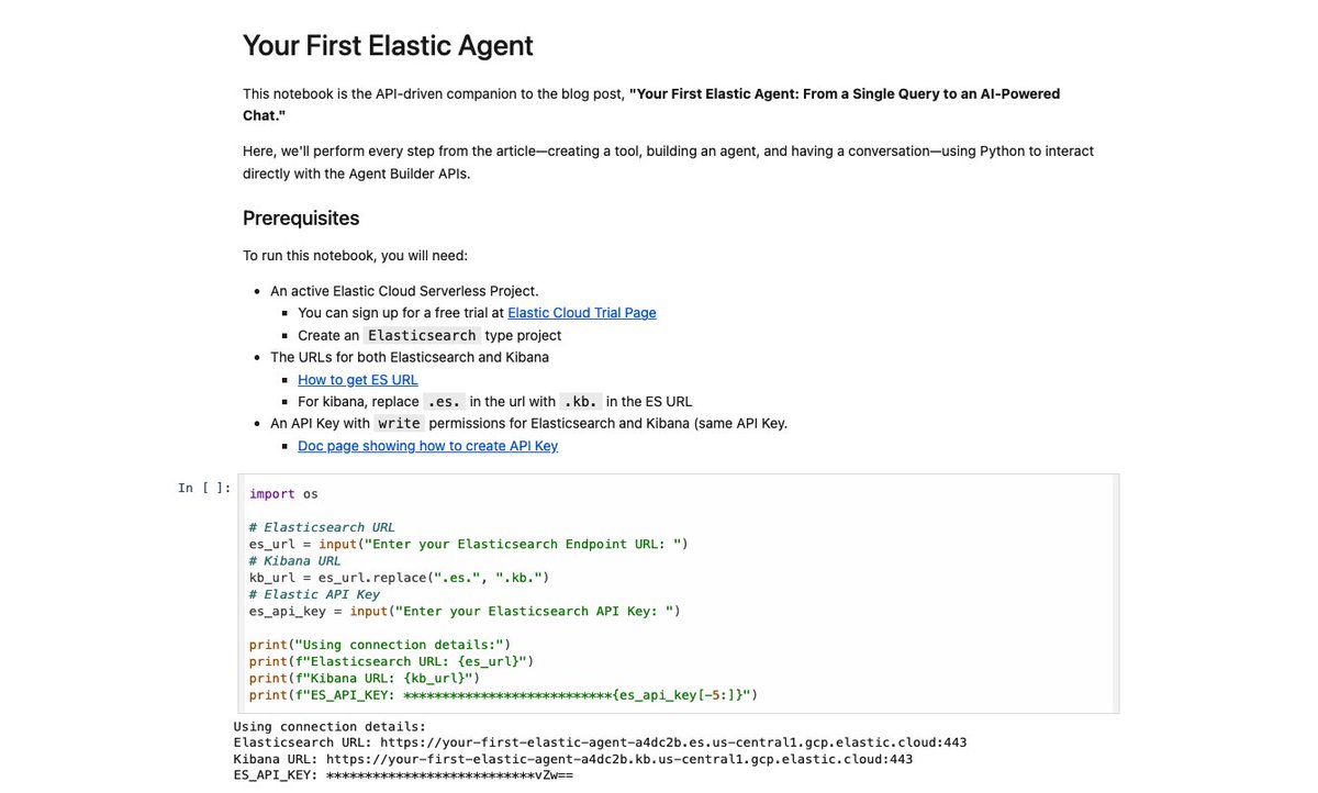 elastic_devs's tweet image. Want to chat with your data? Pick an index and walk through this step-by-step notebook to create a tool and build an agent in 10 minutes with Elastic Agent Builder:  github.com/elastic/elasti…