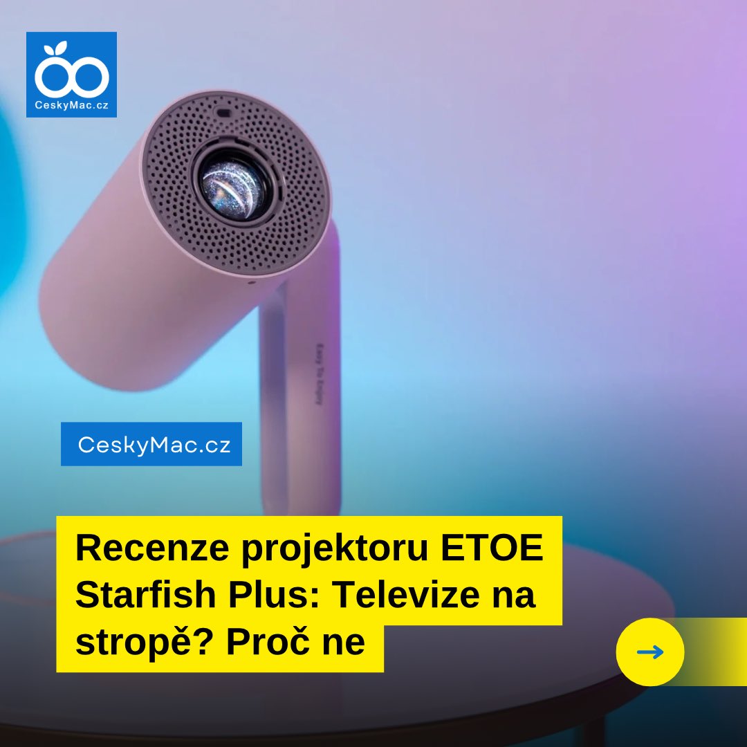 CeskyMac's tweet image. Televize na stropě? 🎥
S projektorem Etoe Starfish Plus to není žádný nesmysl!
Otestoval jsem ho a překvapil mě nejen obrazem, ale i funkčností.

👉 Recenze: ceskymac.cz/recenze-etoe-s…

#Etoe #Projektor #TechCZ #Recenze #CeskyMac