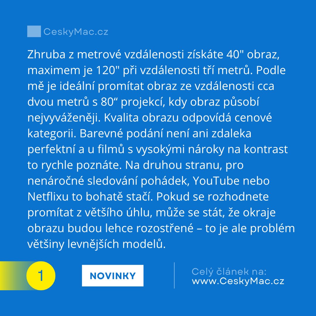 CeskyMac's tweet image. Televize na stropě? 🎥
S projektorem Etoe Starfish Plus to není žádný nesmysl!
Otestoval jsem ho a překvapil mě nejen obrazem, ale i funkčností.

👉 Recenze: ceskymac.cz/recenze-etoe-s…

#Etoe #Projektor #TechCZ #Recenze #CeskyMac