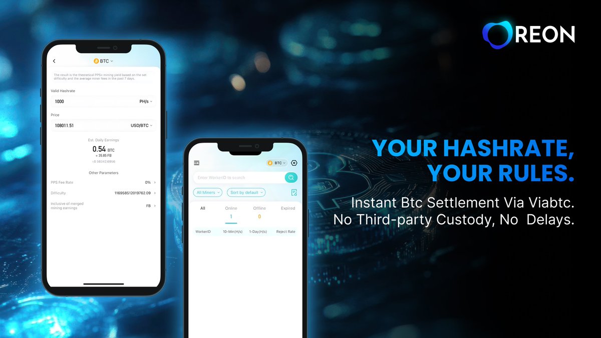OreonHash's tweet image. 🔒 Your Hashrate, Your Rules Mining without custody risks.
Discover how Oreon + ViaBTC’s direct settlement transforms Bitcoin mining.

Read more → medium.com/@OreonHash/you…

📢Telegram Channel: t.me/OreonHashChann… 
🗨️Telegram Chat: t.me/OreonHash 

#OREON #HASHFRAG…
