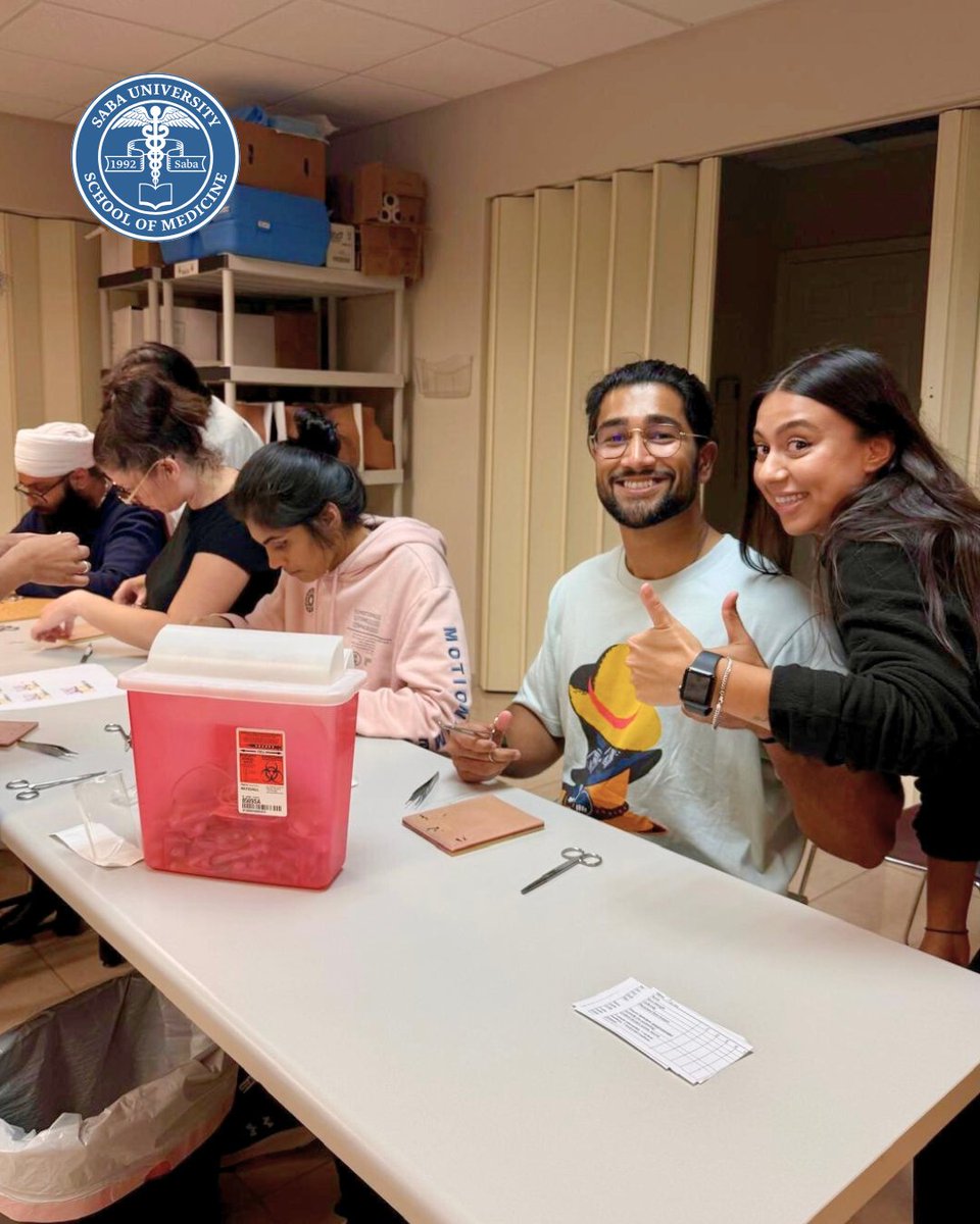 sabamedschool's tweet image. Hands-on skills in action! 🧵

#SabaMedSchool’s Student Surgical Association recently hosted a #Suture Clinic Workshop, helping students build confidence and competence in essential surgical techniques. 🩺