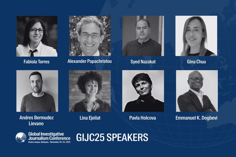 ✨ Speaker Spotlight ✨

From Nov 20–24 in Kuala Lumpur, 1,500+ journalists from 100+ countries will gather for #GIJC25.

Featuring: <a href="/fabiolatorres/">Fabiola Torres</a>, Alexander Papachristou, <a href="/SyedNazakat/">Syed Nazakat</a>, <a href="/GinaSKChua/">gina chua</a>, <a href="/anfelimo/">Andrés Lievano</a>, <a href="/Lina18/">Lina Ejeilat</a>, <a href="/pafak/">Pavla Holcova</a> &amp; <a href="/EmmanuelDogbevi/">Emmanuel K. Dogbevi</a>.

More: twp.ai/4irNdc