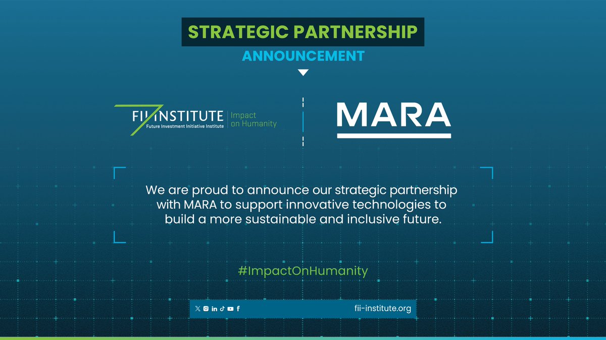FII Institute (@fiiksa) on Twitter photo We’re proud to announce our strategic partnership with <a href="/MARA/">MARA</a> - powering the future by redefining how energy is consumed and converted. Together, we’re committed to making energy use more efficient and accelerating the shift toward a smarter, more sustainable world. Read the We’re proud to announce our strategic partnership with <a href="/MARA/">MARA</a> - powering the future by redefining how energy is consumed and converted. Together, we’re committed to making energy use more efficient and accelerating the shift toward a smarter, more sustainable world. Read the