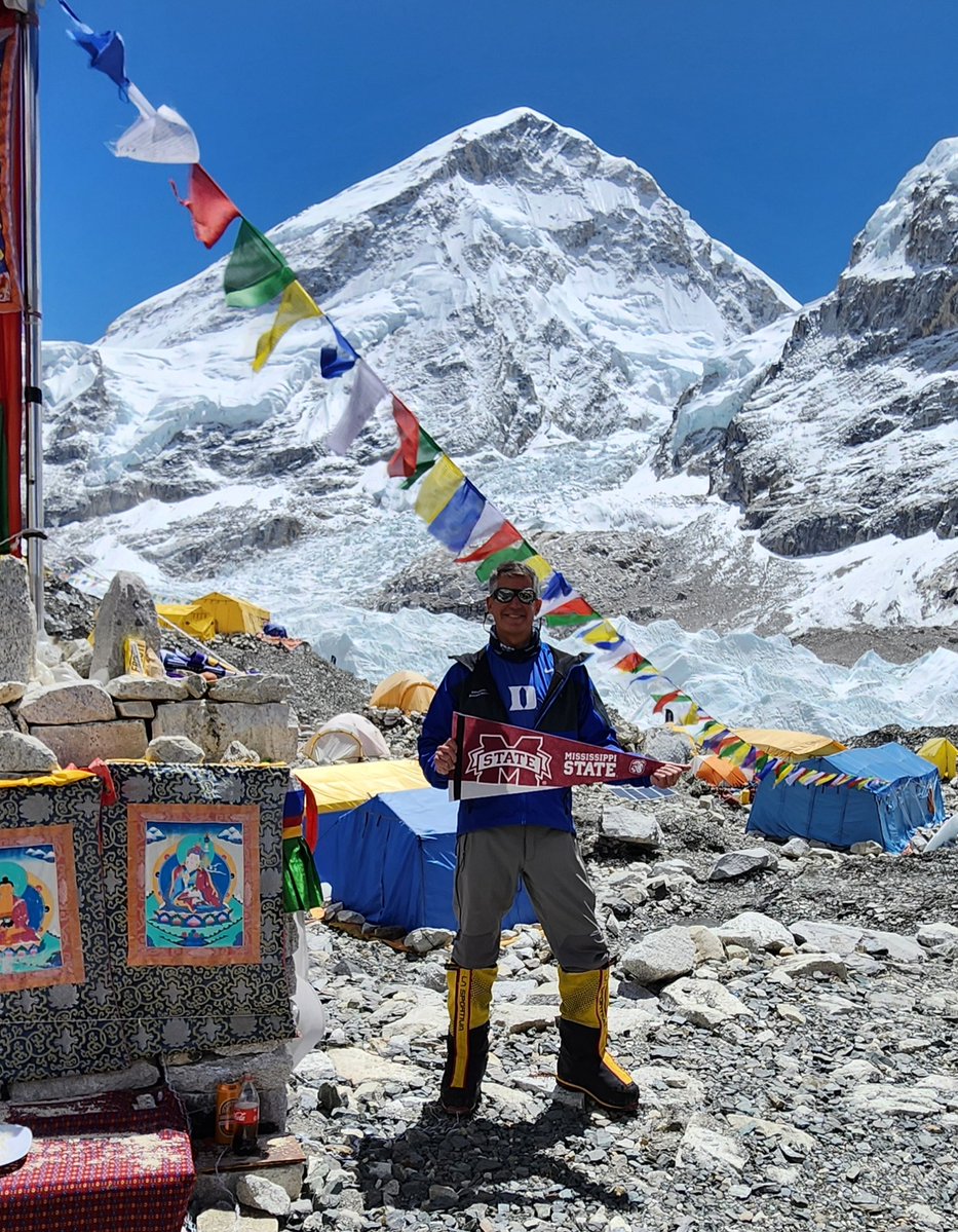 Earlier this summer, Steven "Duke" Pigott '94 summited Mount Everest and took some Maroon &amp; White with him! 🤯👏🏔️

Pigott is now one of about 400 people who have completed the Seven Summits, which means he has climbed to the highest point on all seven continents.