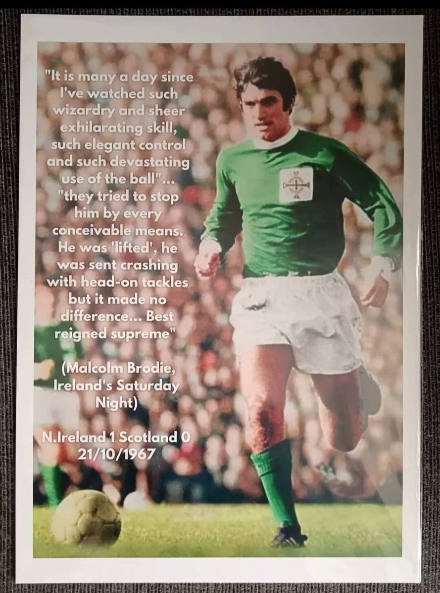 I have produced a batch of large A3 posters to celebrate George Best's magical performance.  They are on stiff card (350mgs) and are available in a plastic cover &amp; Hard backed board for Belfast delivery or in a poster tube if posted

Both options are £9.95

Drop me a message 💚🤍