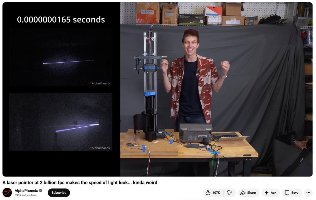 pronounced_kyle's tweet image. This guy just built a 2 billion fps camera in his garage

Dudes rock