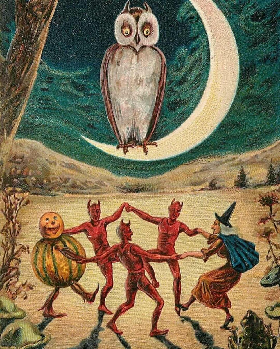dreamerbook's tweet photo. Raphael Tuck &amp; Sons postcard ca. 1908. Artist unknown.

#Halloween https://t.co/oXJ5V8sh87