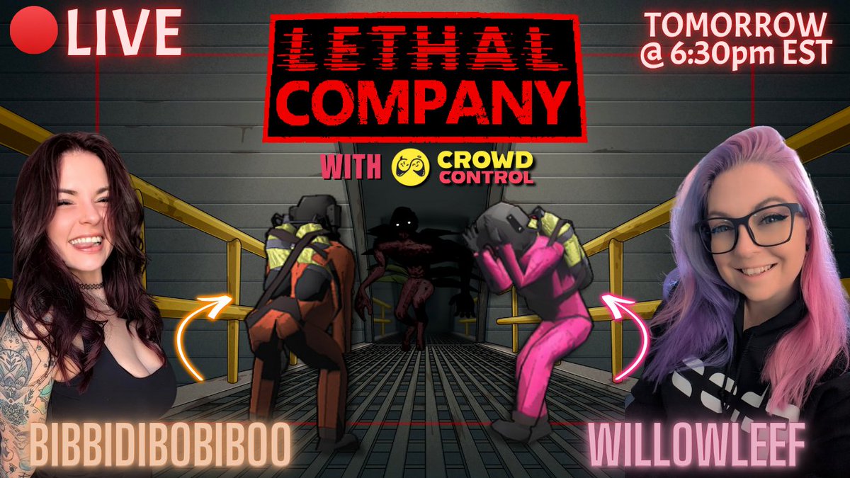 🔥Tomorrow night we kick off going back to normal Scheduling with a Collab you have all been waiting for...🔥
Me and the amazing <a href="/WillowLeef_/">Ghost Willow 🤍</a> will be venturing through Lethal company With Crowd control turned on👀(first time ever using it!) 
I'm so nervous yet so excited to see