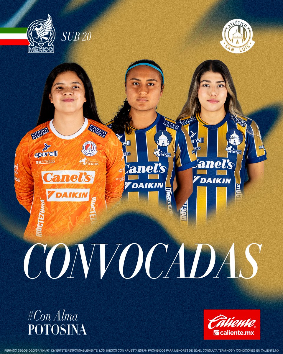 AtletiDeSLPFem's tweet photo. ¡CONVOCADAS! 🇲🇽👏🏼

📝 https://t.co/tUATelpxpg

#ConAlmaPotosina @calientesports https://t.co/RlPwDSr7W5