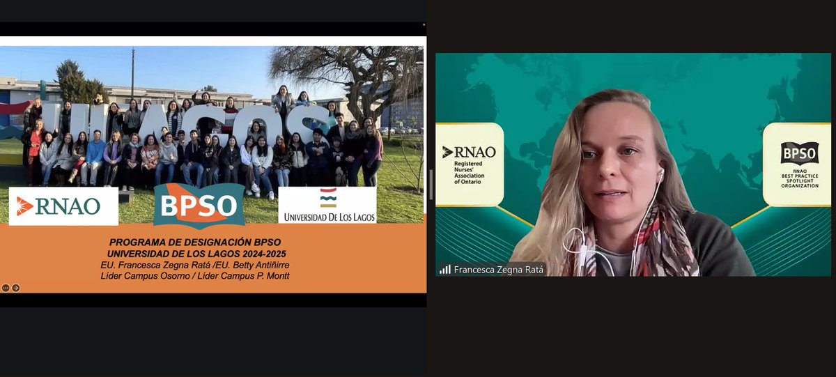 <a href="/TiarePavez/">Tiare Pavez Hurtado</a> <a href="/ministeriosalud/">Ministerio de Salud</a> <a href="/RNAO/">RNAO</a> <a href="/DorisGrinspun/">Dr. Doris Grinspun 🇨🇦 RN, PhD, FAAN, O.ONT</a> <a href="/SueLeBeau1/">Sue LeBeau</a> <a href="/LhamoDolkar2023/">Lhamo Dolkar</a> <a href="/FelipeCortesCL/">Felipe Cortés Leddy</a> <a href="/BupaChile/">Bupa Chile</a> Francesca Zegna Ratá presents for the first time at the Iberoamerican #BPSO Consortium, representing her institution <a href="/ULagosOficial/">Universidad de Los Lagos</a>. The university is located in Osorno, over 1,000 km south of Chile’s capital, Santiago. 🇨🇱