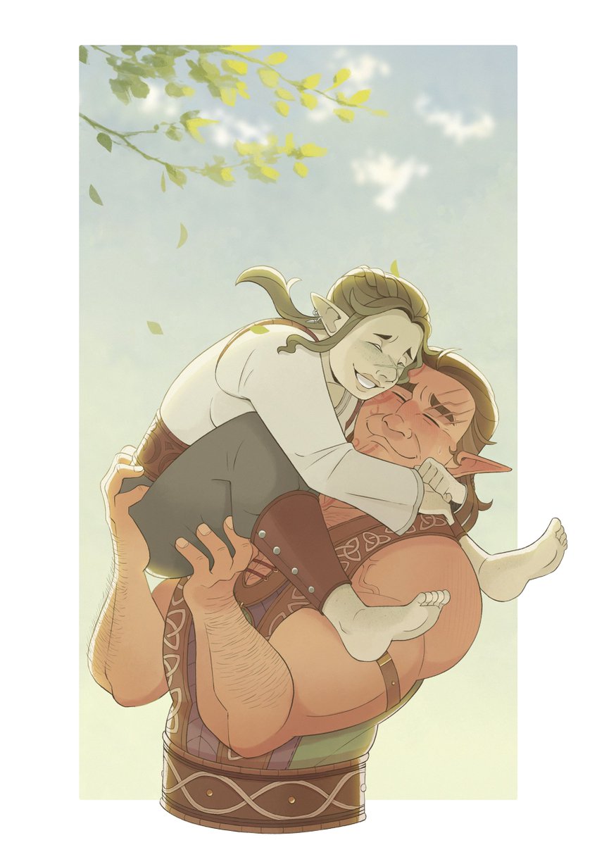 WillowayART's tweet image. Chlo @GLucenart  practising her stealth skills, till she couldn't resist into giving the bear man #Halsin a surprise hug (he know she was there the whole time 😆)