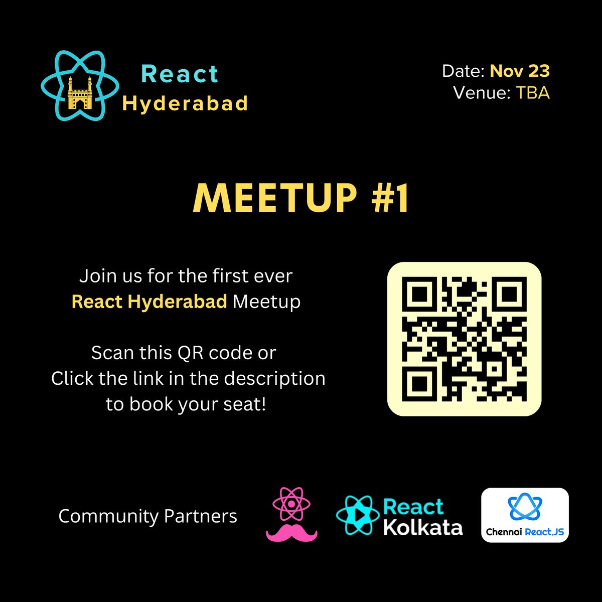 React_Hyderabad's tweet image. 🚀 RSVPs are now open!
📅 Nov 23rd, 2025
📍 Venue details TBA
Click the link below or Scan the QR code -
🔗 RSVP now: luma.com/qc27d0u3
#ReactHyderabad #ReactJS #Meetup #Community
