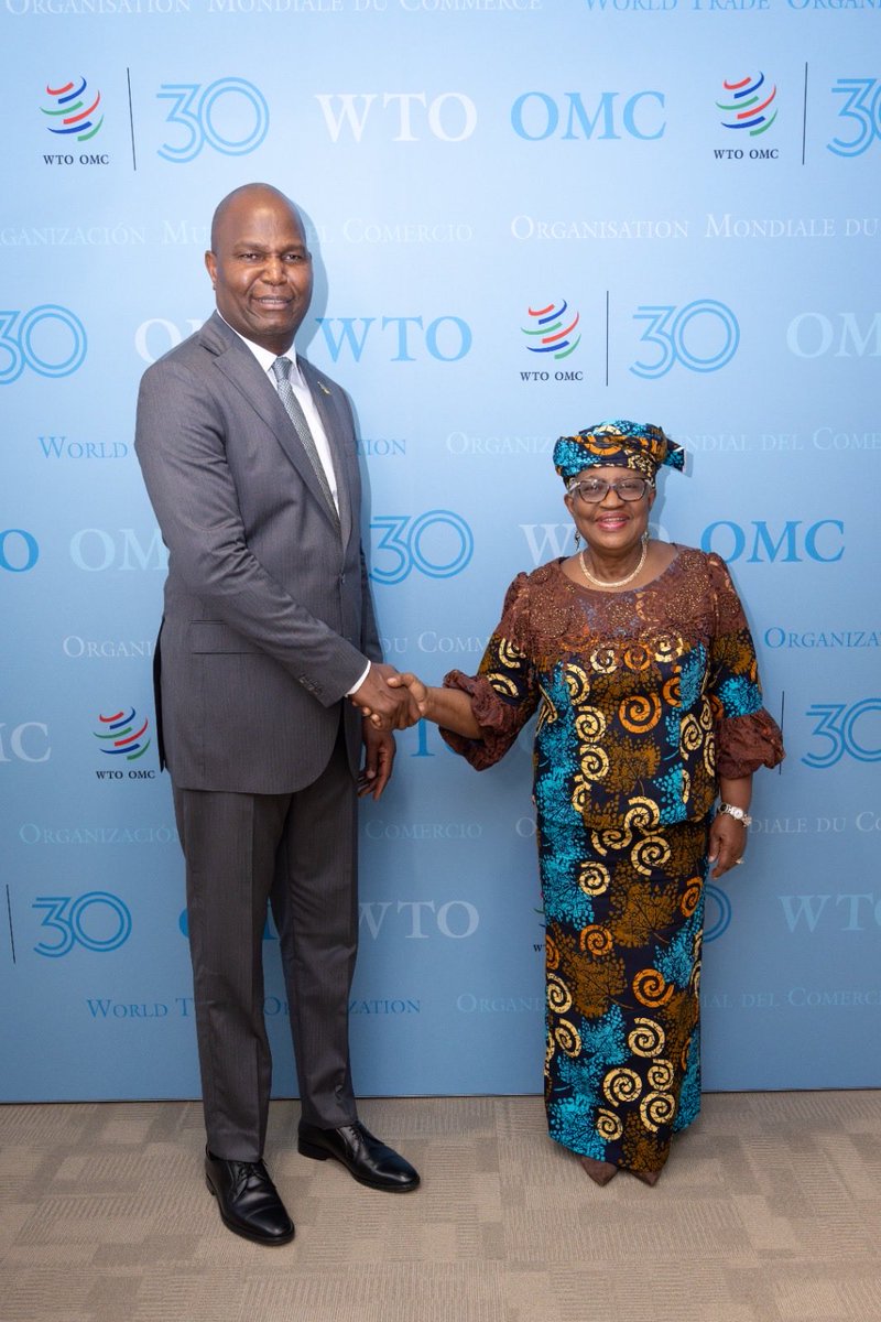 NOIweala's tweet photo. Honored to receive at the WTO the President of Mozambique, HE Daniel Chapo and his delegation including Minister of Economy, HE Basilio Zefanias Muhate, Minister of Communications and Digital Transformation, HE Americo Muchanga, Ambassador HE Geraldo Saranga and others. Mozambique‘s potential for trade related growth is substantial given its agricultural, fisheries, critical minerals and oil and gas resources as well as services. President and I discussed these potential growth pathways and in which areas the WTO can be of help. In addition, a good discussion on WTO reforms and how Africa can benefit from such reforms.