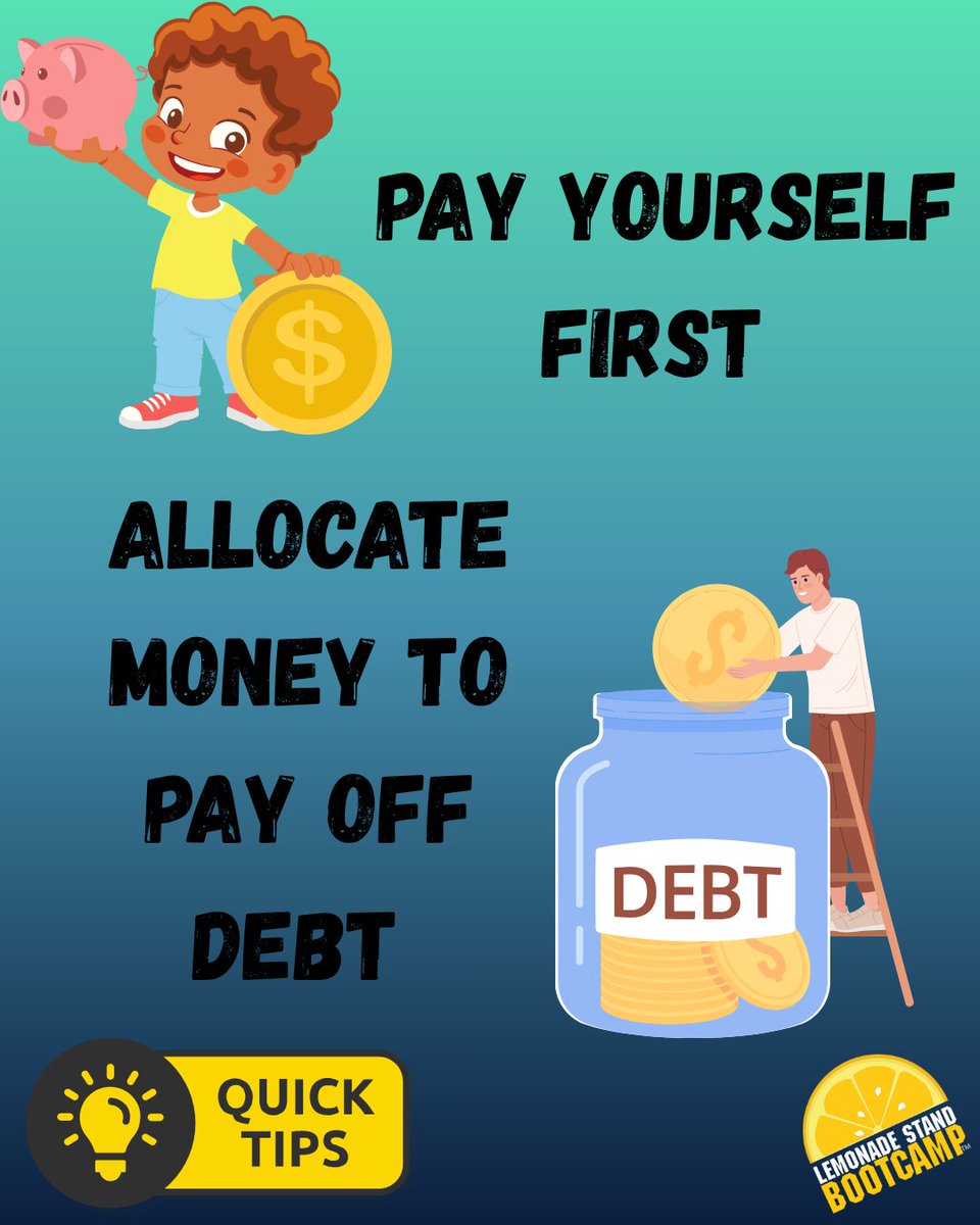 lemonadestdbcmp's tweet image. Saving does not have to be a large sum of money. Focus on paying yourself and paying off debt. These are all small steps to financial security. 
#moneysmart #Lemonadestandbootcamp #MoneyMoves