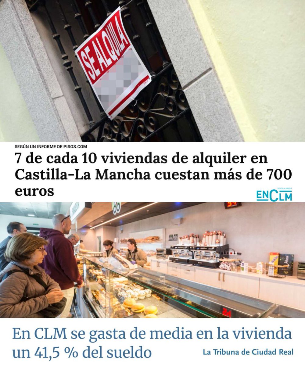 Cuando decimos que el PSOE de Page pone una alfombra a la ultraderecha nos referimos a esto 👇 Gobernar para fondos buitre y caciques hace que en CLM destinemos casi la mitad del sueldo a vivienda. La única solución: expropiar fondos buitre, limitar precios, inmobiliaria pública.