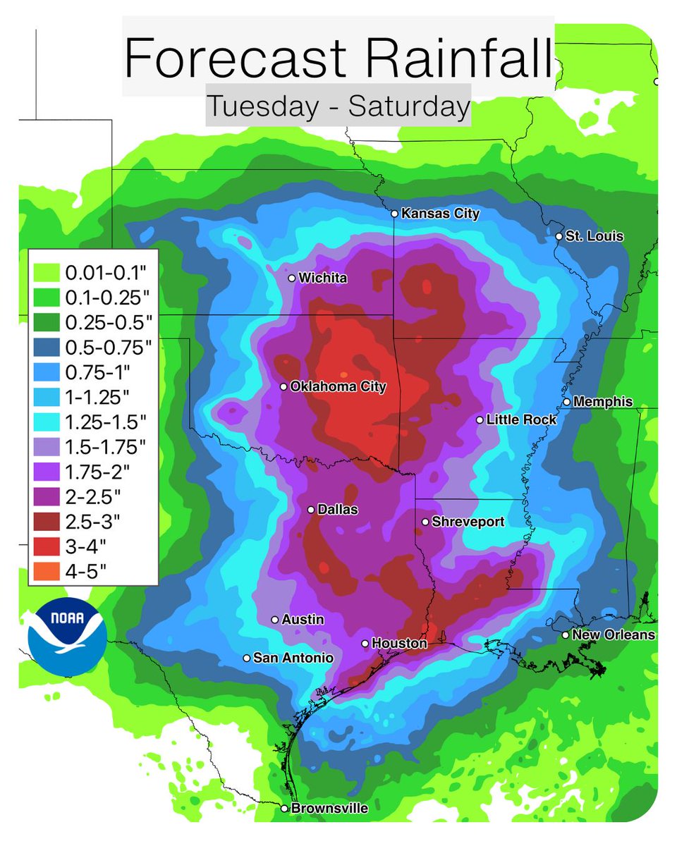 Chances for heavy rain will increase in the southern  Plains and Mississippi Valley beginning on Thursday in KS/OK, pushing east into the weekend. Head to weather.gov as we approach late-week for the latest on what to expect.