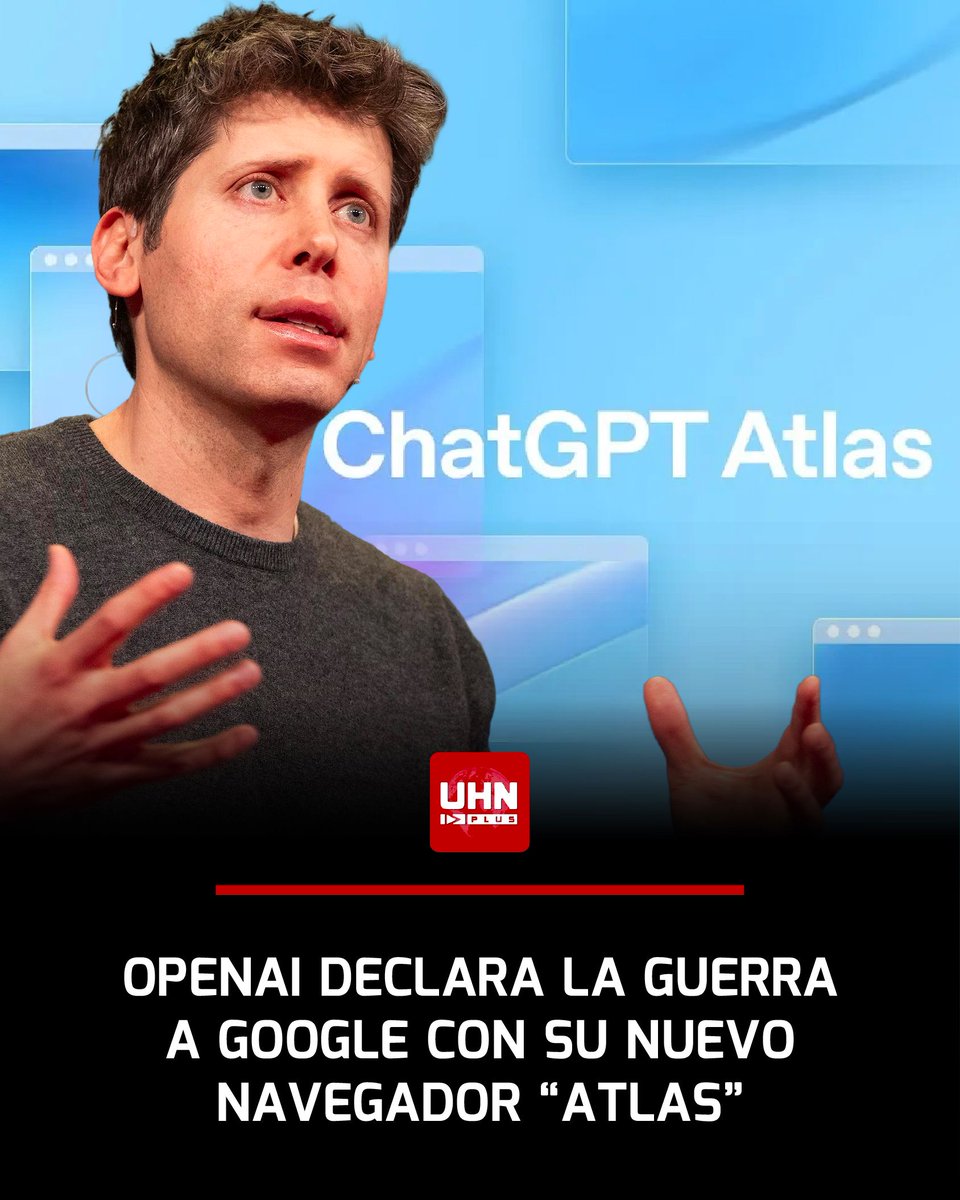 🇺🇸‼️ | ÚLTIMA HORA — OpenAI lanza “Atlas”, un navegador web con inteligencia artificial integrada en ChatGPT, desafiando directamente a Google Chrome. Sam Altman lo presentó como “un navegador potenciado por IA”, en el marco de la creciente guerra tecnológica entre gigantes.