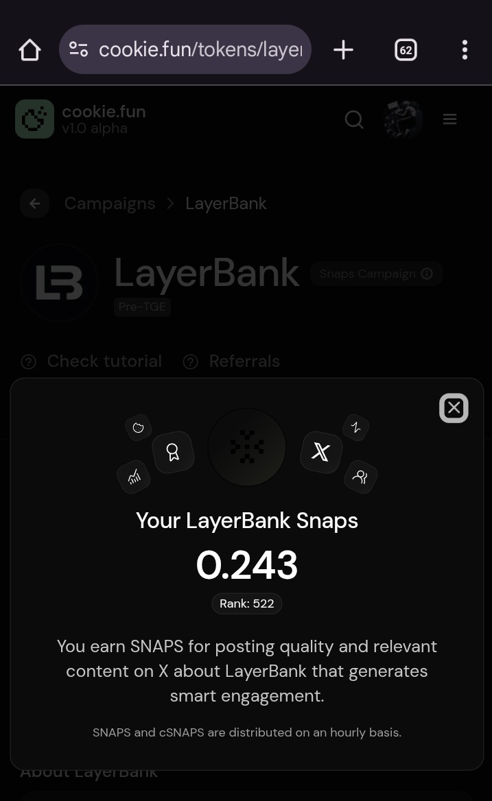 cryptostorm4643's tweet image. Hey @cookiedotfun, something isn’t right lately. I’ve been yapping consistently under the @LayerBankFi campaign for over a week now  but instead of progress, my rank keeps falling. No snaps, no updates, no recognition.
We’re showing up daily, putting in real effort, real energy,…