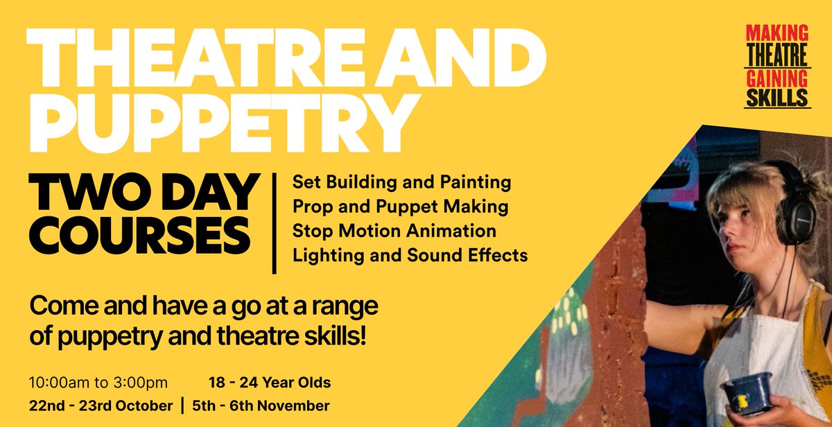 Try out a range of theatre and craft skills tomorrow at the <a href="/bognor_make/">The Bognor Makerspace CIC</a> during our free two day taster sessions! Beginners welcome—no experienced required. Find out more here: t.ly/9hAAF
#bognor #free #creative #art #theatre #puppetry
