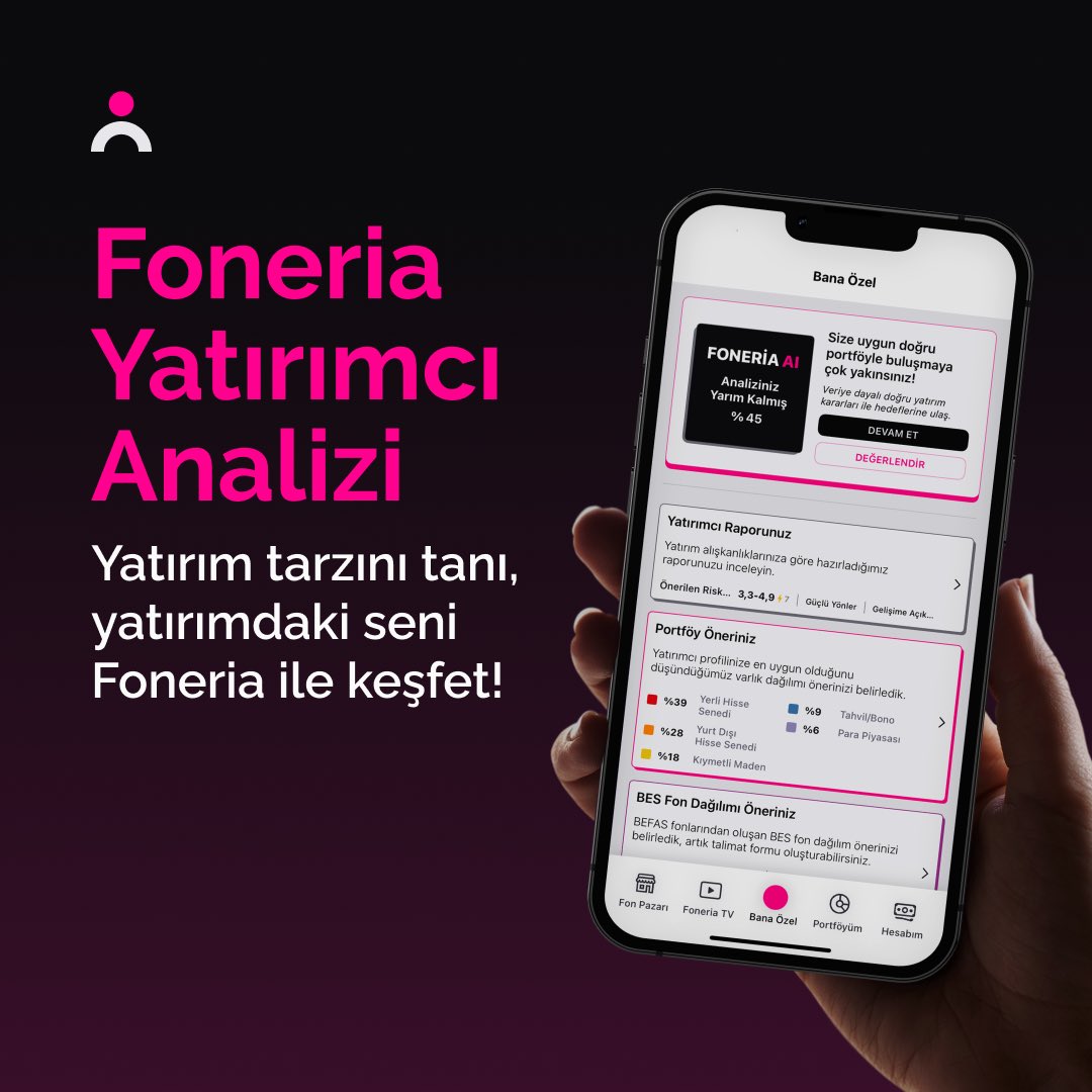 Her yatırımcının bir tarzı vardır.
Peki seninki hangisi? ⚖️💥

Risk seven bir yatırımcı mı, yoksa denge arayan mı?

Foneria Yatırımcı Analizi ile yatırım tarzını tanı, yatırımlarında sana en uygun portföyü keşfet.

📲 Foneria’yı indirin: foneria.onelink.me/l0hh/owcltdyh

#Foneria