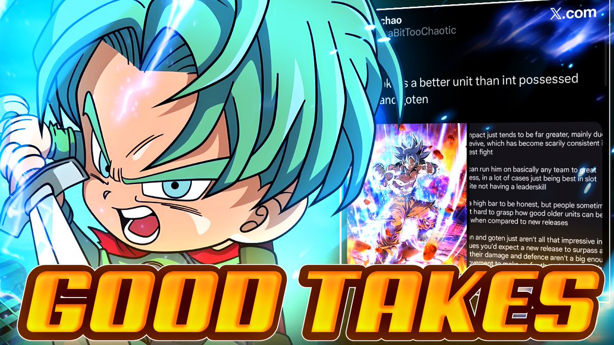 Shoutout to <a href="/aBitTooChaotic/">chao</a> . This was honestly a good read. I didn’t agree with every thing but there were some good discussion items

You Won't Believe How Good These HOT Takes Are! [Dokkan Battle]
youtu.be/R8dyt19sARE