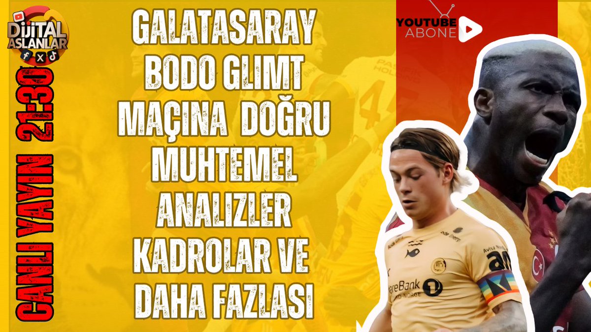 🔥 GALATASARAY – [RAKİP TAKIM] maçı öncesi canlı yayında buluşuyoruz!
📊 Muhtemel kadrolar
⚽ Taktik analiz
🎙 Taraftar yorumları
Hepsi Dijital Aslanlar ekranında saat 21:30’da! 🦁
🔴 youtube.com/live/XjNxDSzO7…

#Galatasaray #DijitalAslanlar #Cimbom #UCL #GSv[RAKİP]