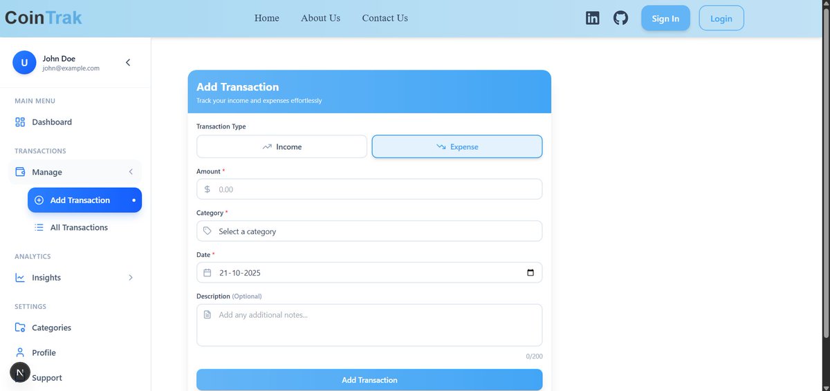 ankitpatel_og's tweet image. CoinTrak progress update ⚡️
• Working on dashboard UI
• Implemented all transactions features (add, edit, delete, view)
• Added category filter
• Integrating transactions API
#CoinTrak #DevUpdate #NextJS #FinTech #BuildInPublic #CodingLife #WebDev