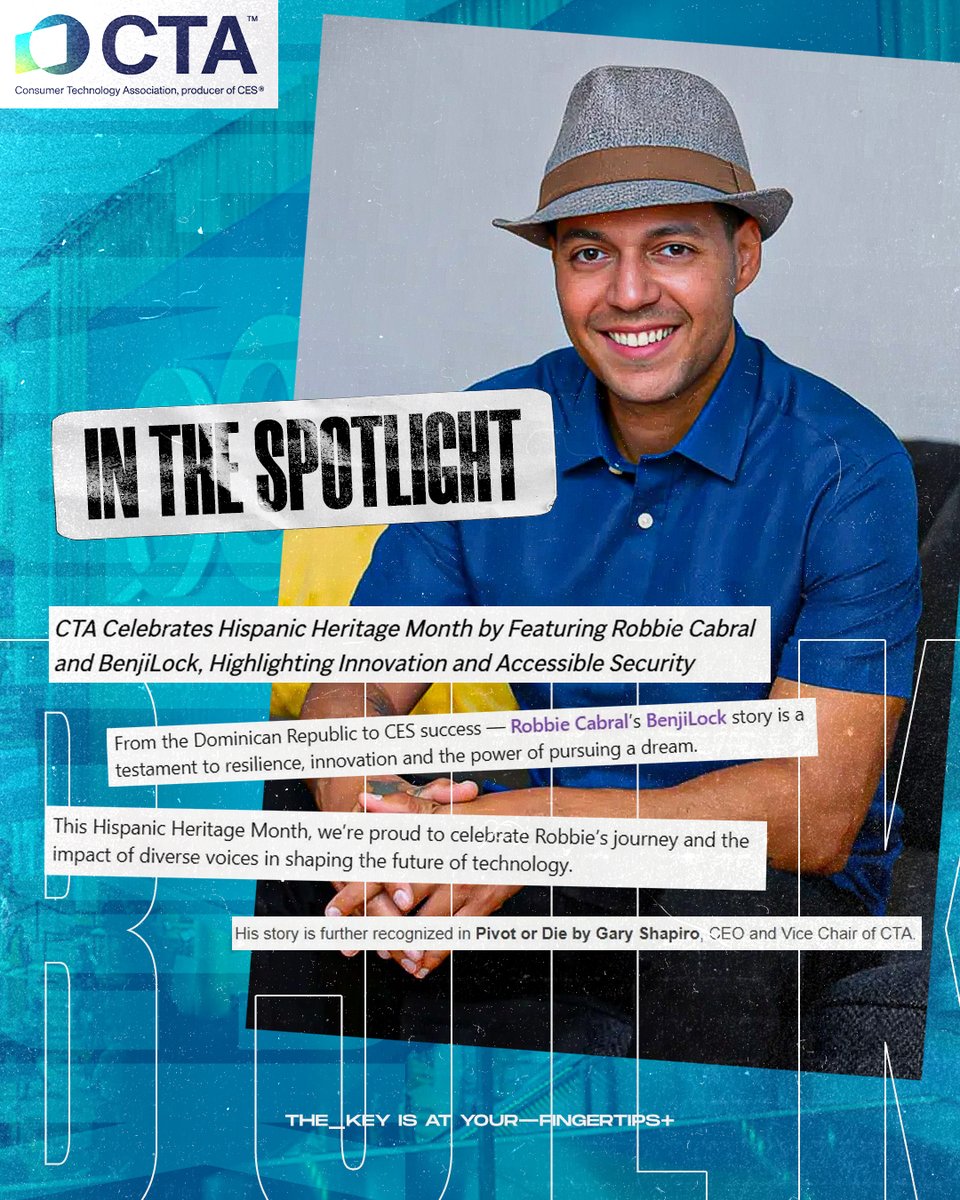 🤩 We’re honored to be featured by <a href="/CTATech/">Consumer Tech Association</a> during #HispanicHeritageMonth — highlighting <a href="/BenjiLock/">BenjiLock</a>'s journey! ⤵️
🔗 tinyurl.com/3thdwb3y
🙏🏻 Thank you #CTATech! We can't wait for <a href="/CES/">CES</a>! #BenjiLockCES 😍

🌐 The 🔑 is at Your Fingertips—That's it. ✔

🗣 #UnlockYourPotential 🔥