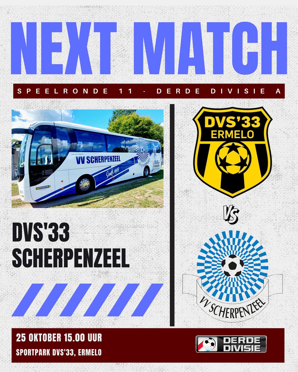 VVScherpenzeel's tweet photo. 🔜 DVS'33 🆚️ Scherpenzeel

Donderdag de voorbeschouwing!

@DVS33NL
@Derde_Div

#Ermelo #dvs33 #DerdeDivisie #topamateurvoetbal #scherpenzeel https://t.co/0zOXt8hSDr