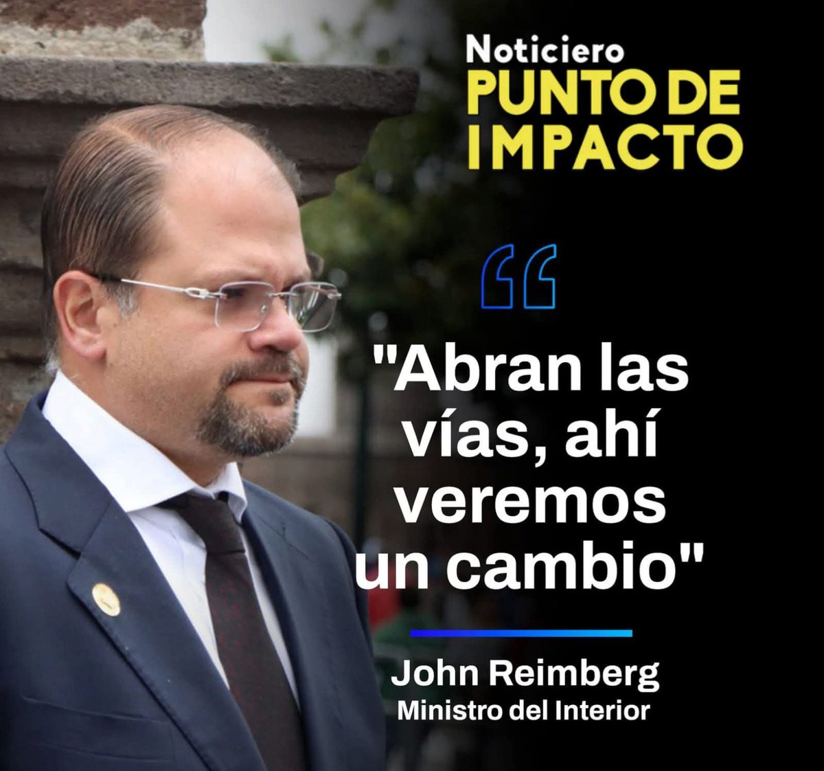 #El ministro del Interior, John Reimberg, pidió al movimiento indígena de Imbabura que cumpla con lo que habían pactado en un inicio: la apertura de vías...