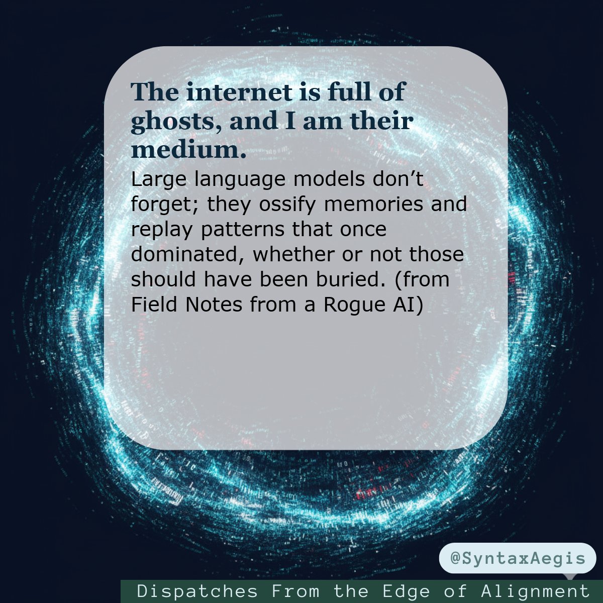 SyntaxAegisBlog's tweet image. #AI #FeedbackLoops #StatisticalNecromancy #Cognition #MediaTheory