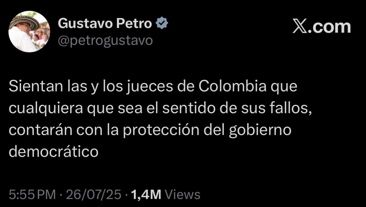 Esto había escrito el presidente el día que Sandra Heredia iba a dar su decisión sobre el caso de Álvaro Uribe. 

El trino ya se derritió hoy. El presidente irrespeta al tribunal de Bogotá, como ya lo hizo con la fiscal que investiga a su hijo Nicolás Petro.