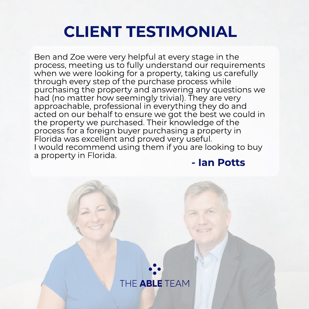 theableteam1's tweet image. Ever wondered what it’s like working with Zoe &amp;amp; Ben?
Our latest 5⭐️ review says: professionalism ✅ patience ✅ &amp;amp; answering every question (even the “trivial” ones 😅).
That’s The Able Way — smart moves, bold strategy, real results. 🏡☀️
#FloridaRealEstate #TheAbleTeam #Serhant