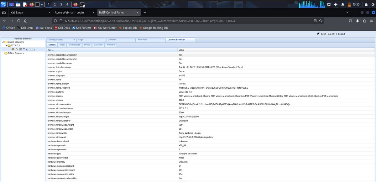 Cyber_Rine's tweet image. Day41
#365daysofcoding
I picked up from where I left off today. I worked on BeEF. I prepared a fake demo login page, served it, hooked it and ran Recon to get Browser Info. Cleaned up when I finished.
@Adanna_techie @ireteeh