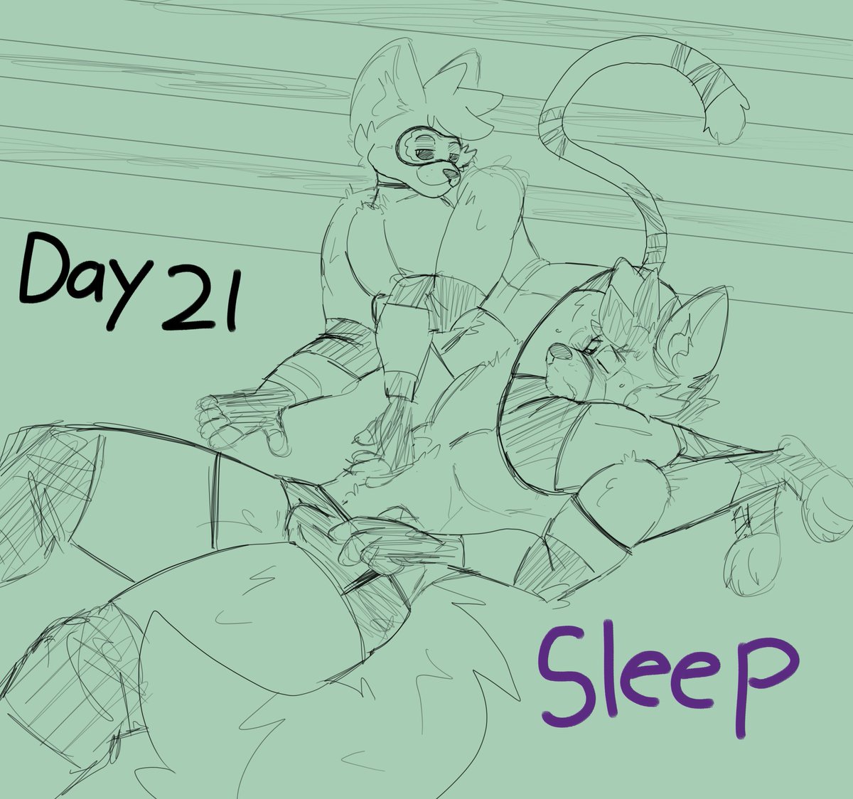 Fightober Day 21 - Sleep!

Ft. <a href="/TheTistCatto/">Swirly Green</a> helping Kip fix his sleep schedule (withna little "persuasion") How kind of the kitty &lt;3

#Fightober2025 #FFF