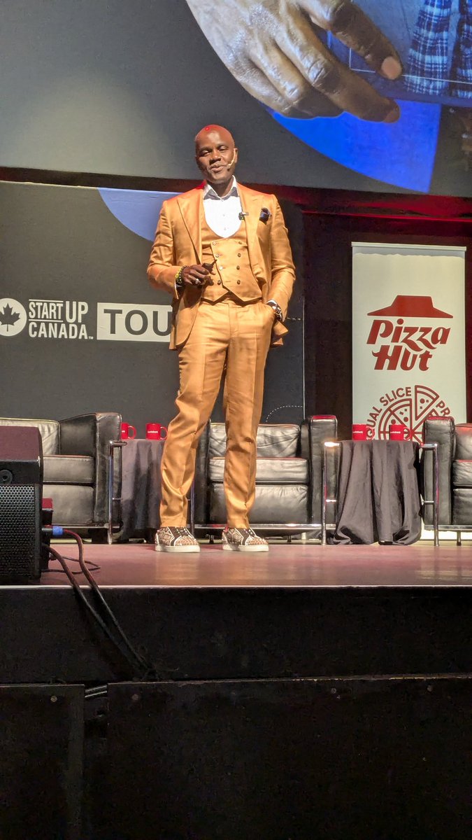 Wes Hall of the Kingsdale group of companies takes the stage at the #StartupCanadaTour Mississauga.
Earlier, he told me his success came from his ability to find a niche for a specific market - and a convincing, credible story to tell your prospects. Anything is possible!