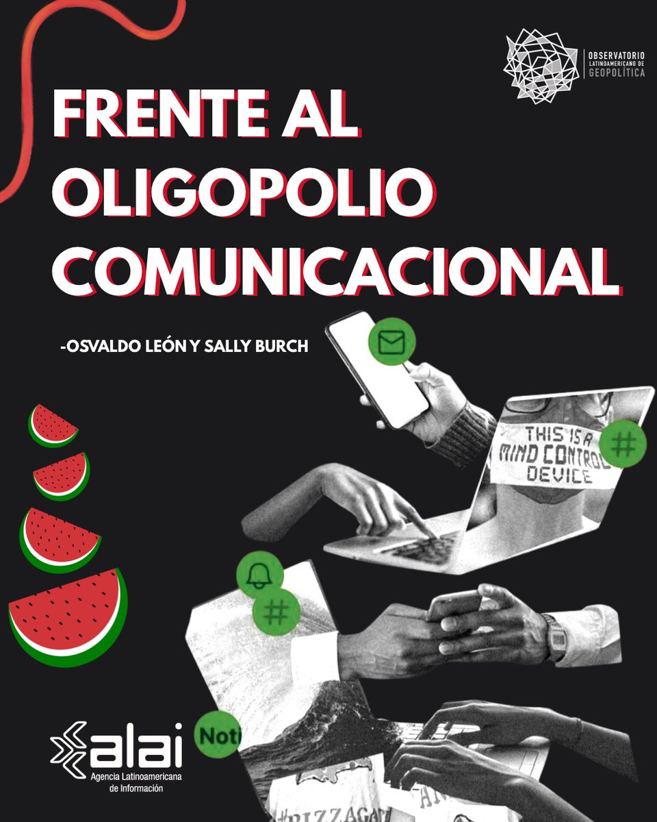 ALAI_XXI's tweet image. &quot;...un puñado de corporaciones tienen el poder de decidir qué se hace visible [...] Cuestión que [...] se mantiene como un desafío pendiente que apremia respuestas&quot;
📗Te invitamos a leer el artículo completo  👉alai.info/revista/numero…
#alai #mediosdecomunicacion #poder #palestina