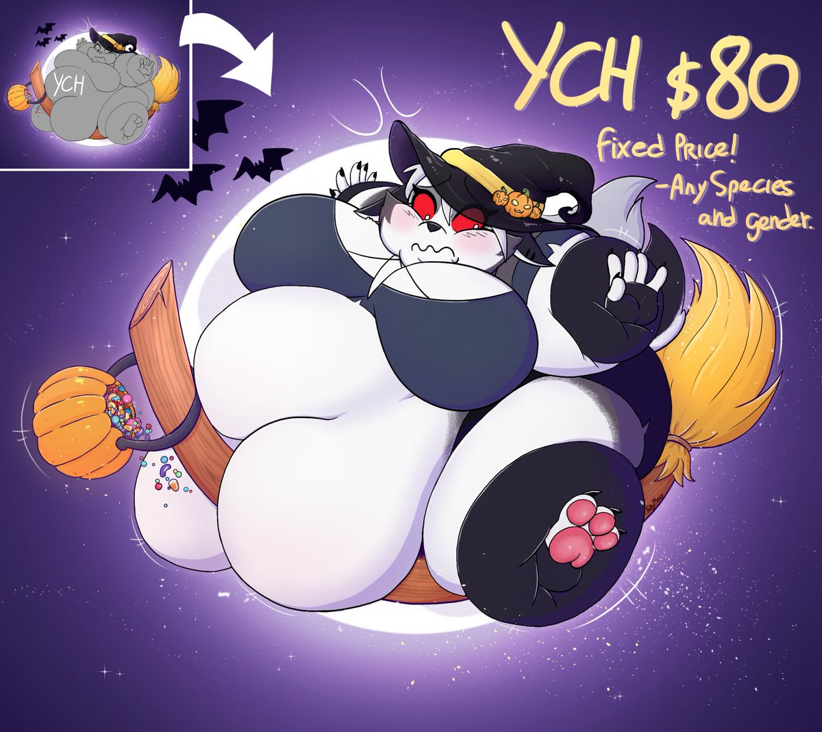 Hey everyone! I’ve got these Halloween YCHs open this month:  
Blob Face - $45
Pumpkin - $75
Flying - $80

fixed price, paypal only)  Any gender or species welcome!  

If you’re interested or have any questions, feel free to DM me~