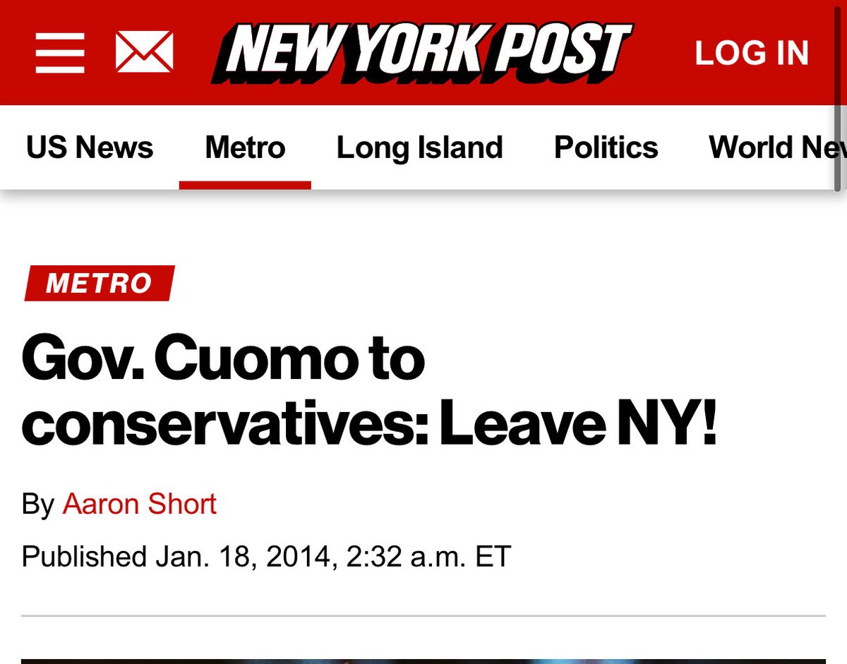 Cernovich's tweet image. Republicans were ethnically cleansed from New York City.

The tyrant who did this?

Andrew Cuomo.