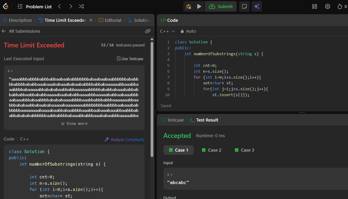 coutttHellow's tweet image. DAY 1
Today i solved some sliding window problems. My first approach for this question was brute force which exceeded the time limit then used the optimal approach of sliding window and two pointer.
#100daysofcodingchallenge