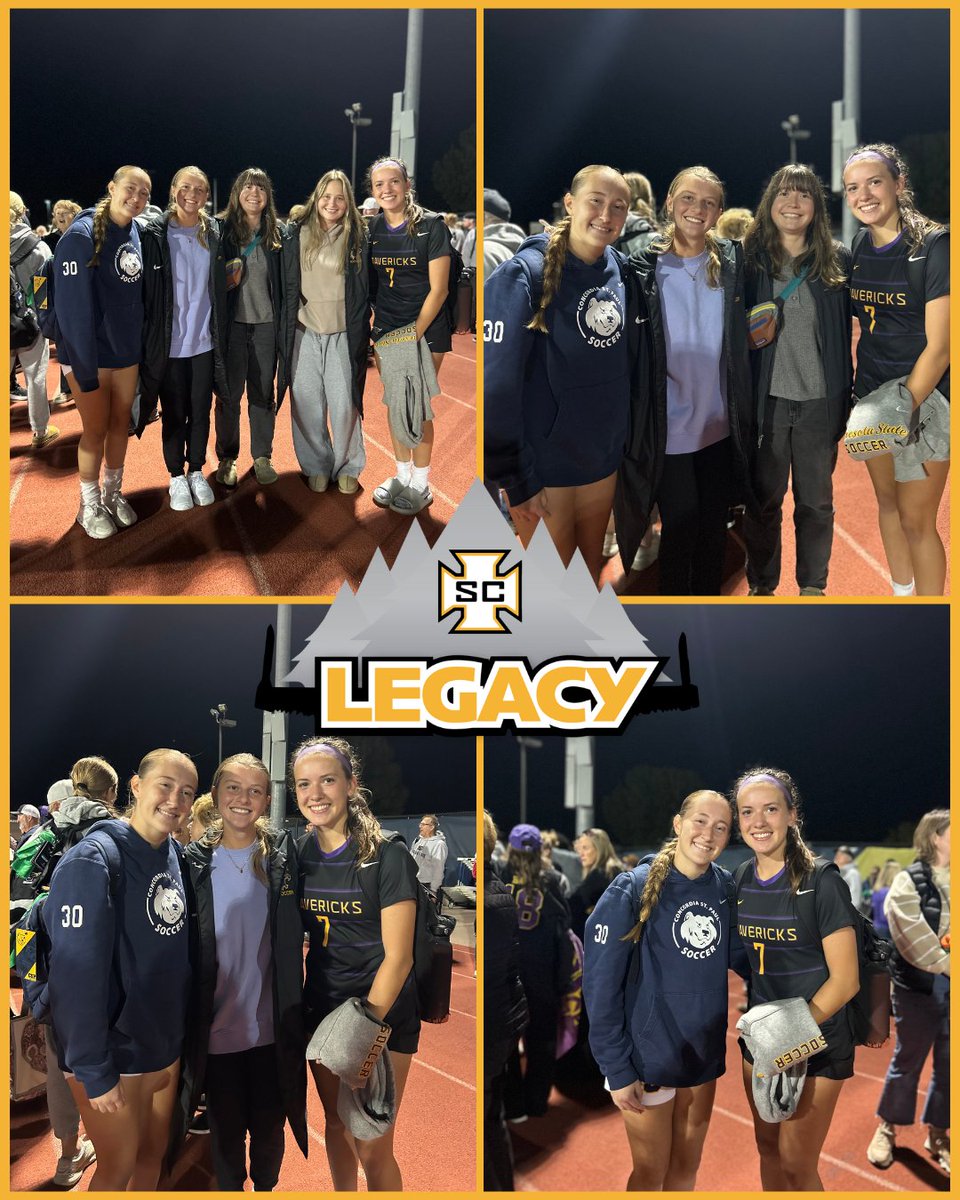 Mini reunion for the Legacy players during their College Season. Amara Smith (Minnesota State University, Mankato) and Stella Nielsen (Concordia University) battled on the field last week while Legacy teammates and coach Kate Praetz supported from the stands.