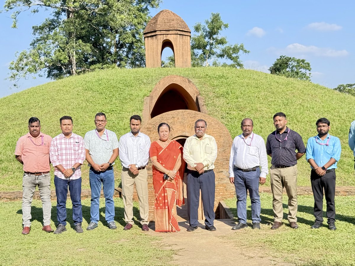 ArchaeologyAxom's tweet photo. Today on 21st October 2025, Prof. Kishore Kumar Basa, Chairman, National Monument Authority, Ministry of Culture, Govt. of India, visited the “Moidams—the Mound-Buri System of the Ahom Dynasty” at Charaideo along with Director, Directorate of Archaeology, Assam and https://t.co/q3hvsiJCQV