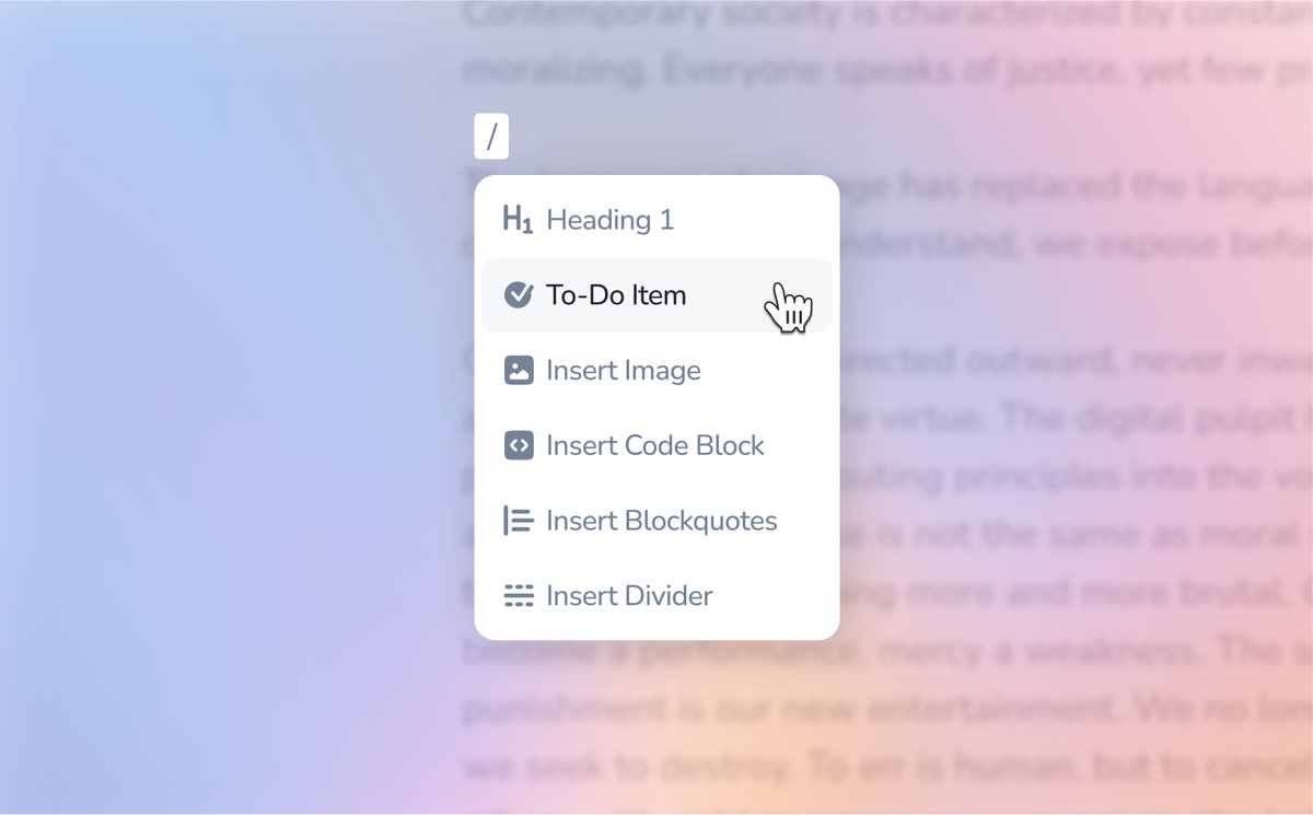 mymind's tweet image. You may have noticed, NOTES got some love recently. 

Here is what you may have missed:

✔ We shipped our new inline / shortcut menu inside the note editor on desktop. You can still use markdown commands too of course.

✔ We shipped image support for notes on desktop. Just…
