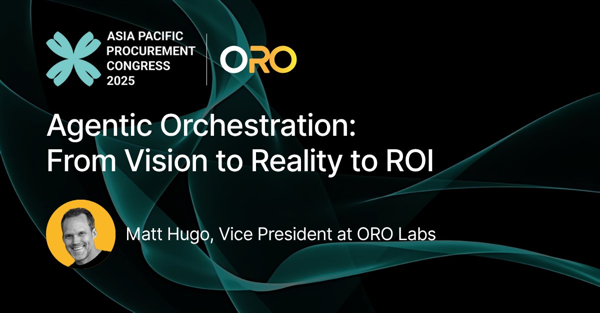Catch ORO at the Asia Pacific Procurement Congress in Singapore, Nov. 4-5, where we'll deliver a keynote: “Agentic Orchestration: From Vision to Reality to ROI.” hubs.li/Q03PvMvY0

#Procurement #AgenticAI #Automation #ProcurementOrchestration #MakeProcurementAwesome