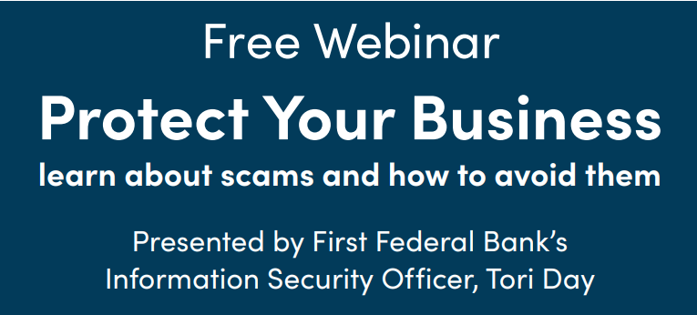Tomorrow at noon! We’re hosting a Zoom session to help you protect your business. Join Tori Day, our Information Security Officer, for a discussion on the latest fraud scams and strategies to keep your company secure. Register now to receive your link! hubs.ly/Q03M-lZ40
