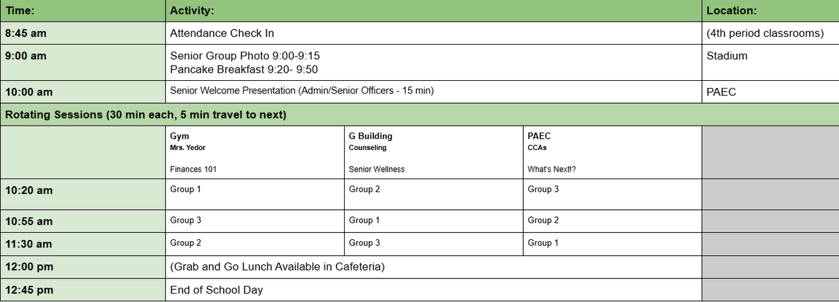 On Wednesday, October 29th, while 9th-11th graders participate in the PSAT, our seniors will have a special day filled with fun, food, and celebration!  Please read the Parent Square from Ms. Yedo sent 10/21 for full details of this important day!  Go Chargers!  @instagoura